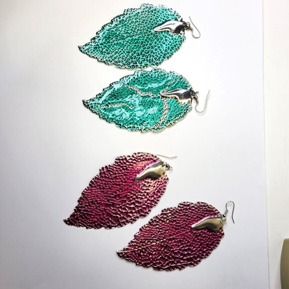 Leaf Style Earrings Large Yellow Light Long Earrings - Picture 6 of 6